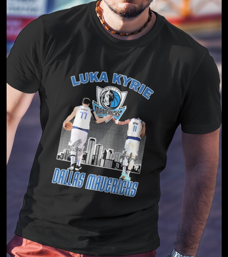 Luka Kyrie Signature Dallas Mavericks City Skyline Basketball T-Shirt
