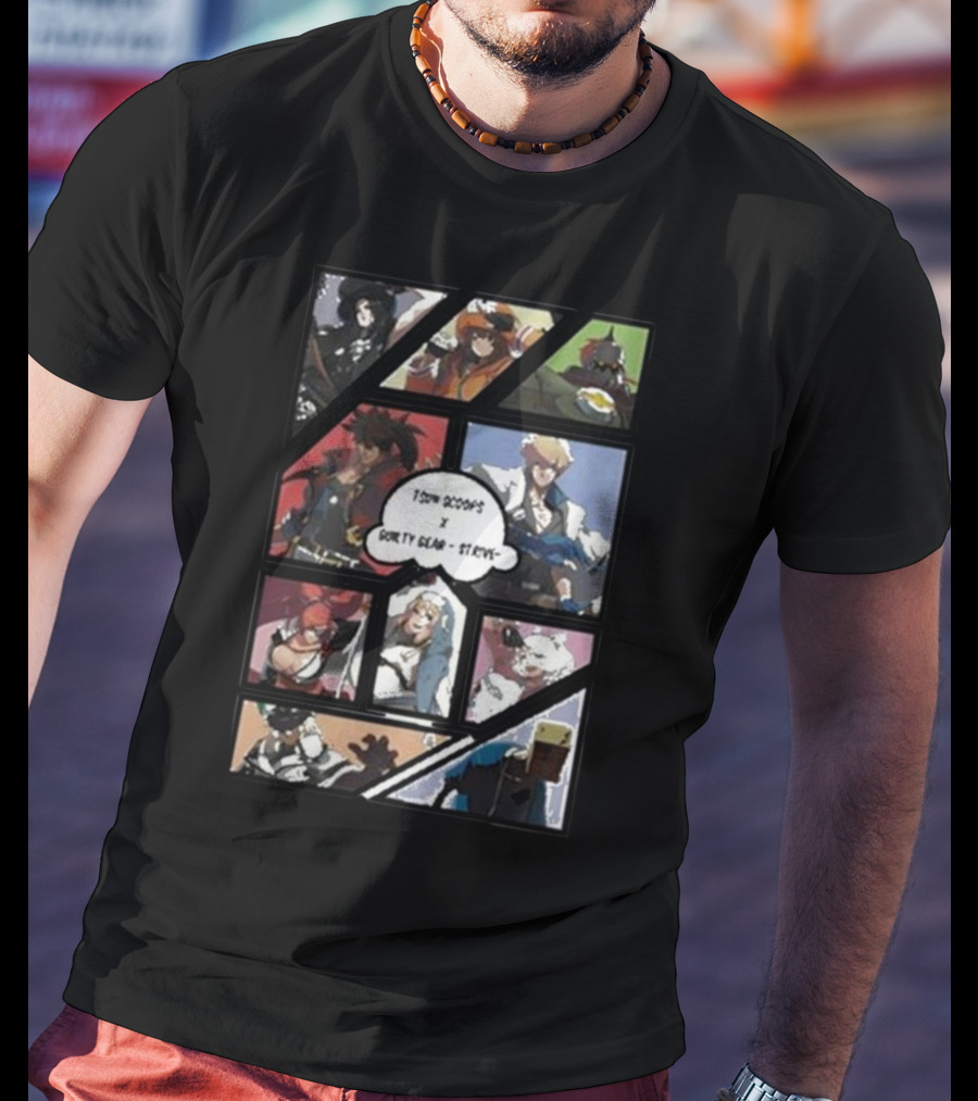 Tsun Scoops Collaboration With Guilty Gear Strive Iconic Characters Panel T-Shirt