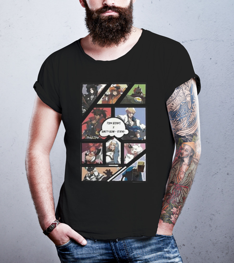 Tsun Scoops Collaboration With Guilty Gear Strive Iconic Characters Panel T-Shirt