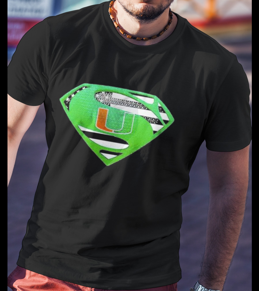 Miami Hurricanes USA Flag Superman T-Shirt