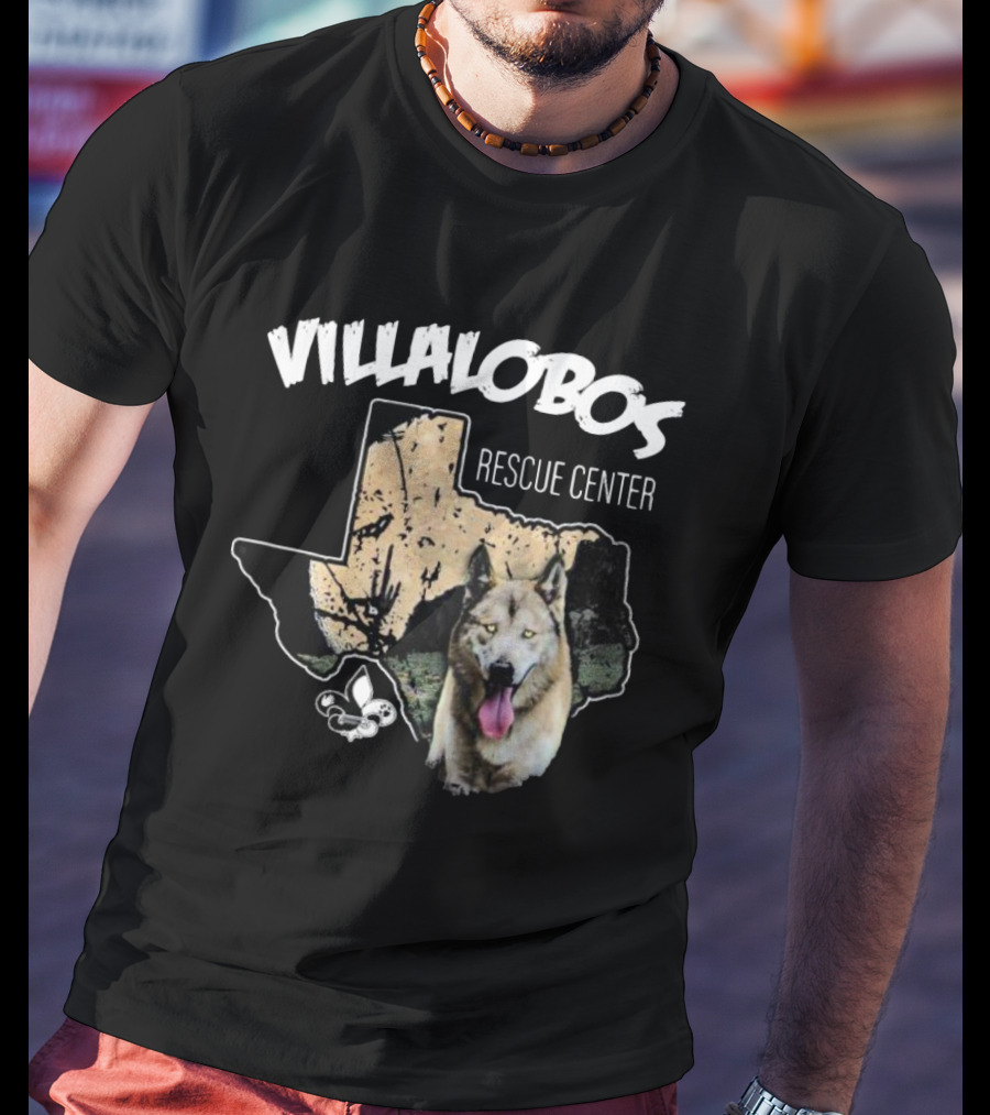 Villalobos Rescue Center Texas Map And Wolf T-Shirt