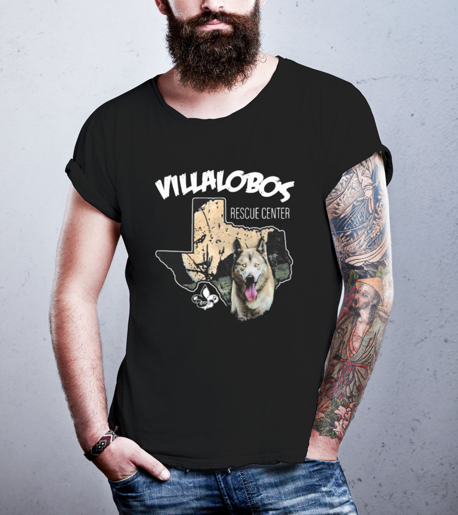 Villalobos Rescue Center Texas Map And Wolf T-Shirt