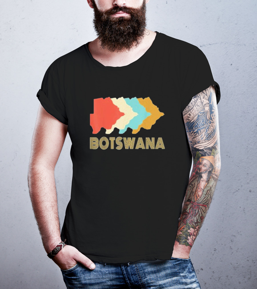 Botswana Vintage Multi-Color Map T-Shirt