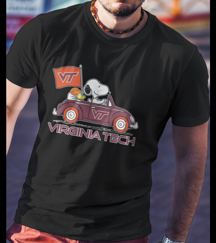 Virginia Tech Hokies Snoopy VT Car Flag Fan T-Shirt