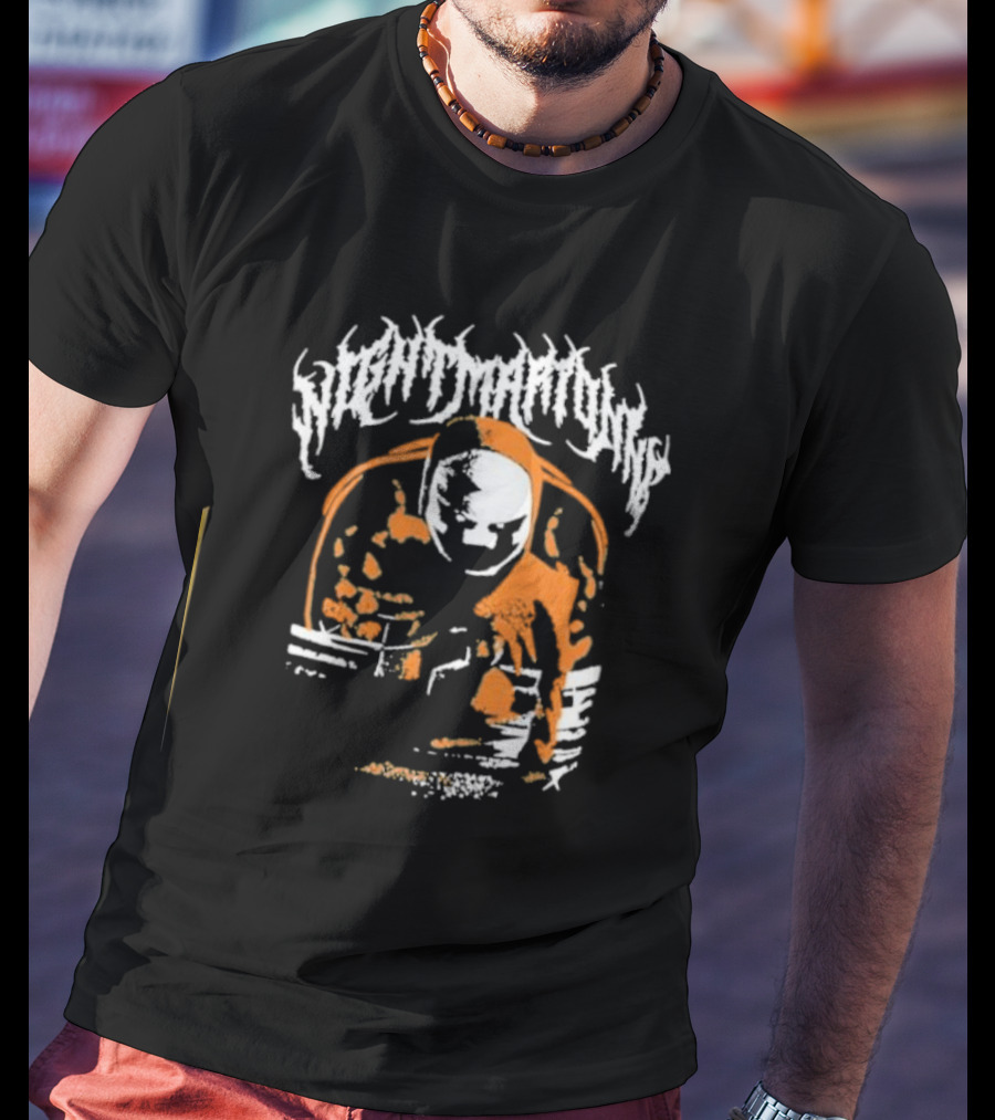 Nightmarionne Horror Puppet Creepy Mask Orange Black T-Shirt