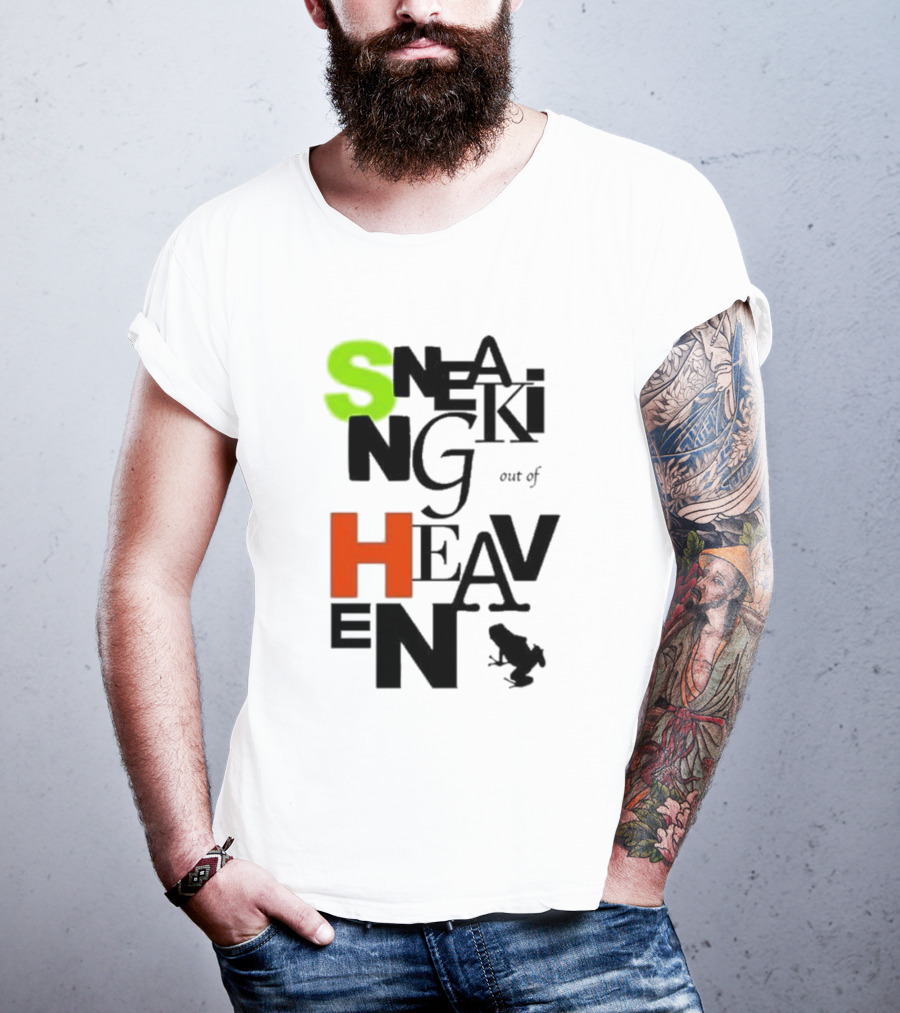 Sneaking Out Of Heaven Frog In Neon And Orange Letters T-Shirt