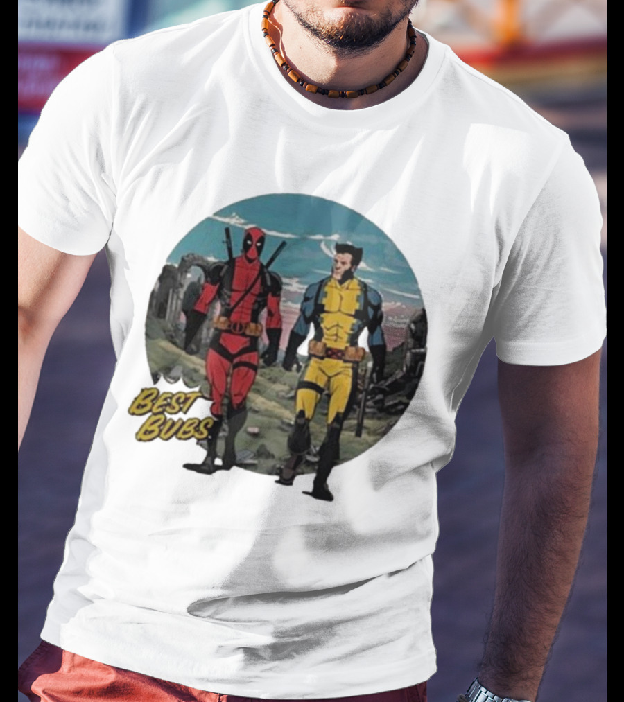 The Streamr Nerdriot Best Bubs Deadpool Wolverine Walking Scene T-Shirt