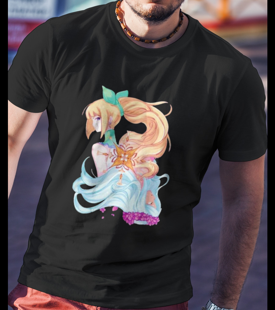 Virgo Versus The Zodiac Anime Illustration With Pastel Colors And Floral Elements T-Shirt