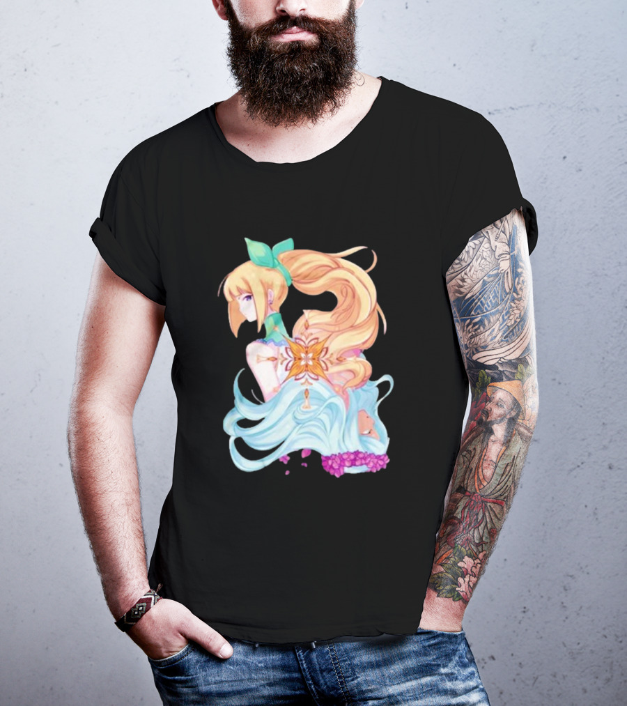 Virgo Versus The Zodiac Anime Illustration With Pastel Colors And Floral Elements T-Shirt