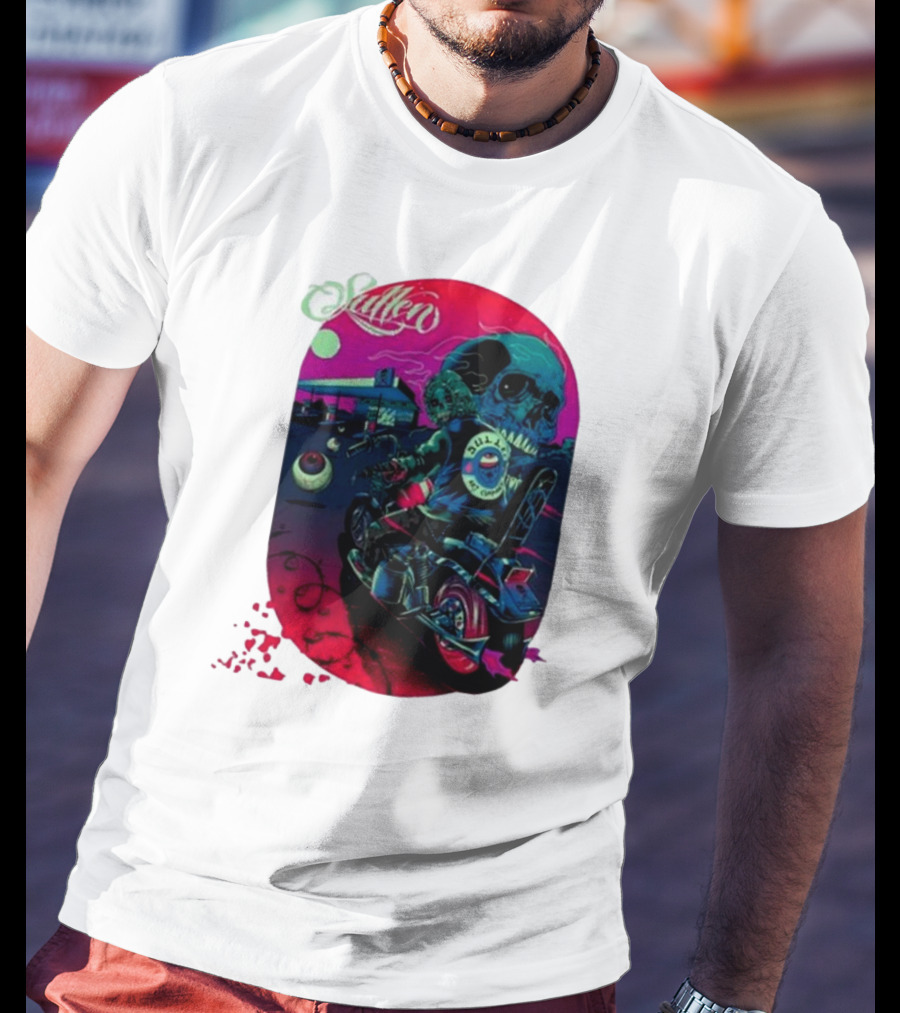 Tkslowskill Sullen Skull Rider Neon Vibes T-Shirt