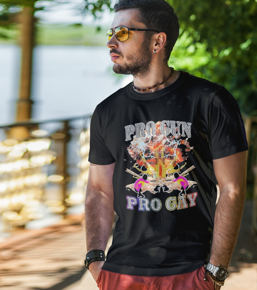 Pro Gun Pro Gay Explosion Duality T-Shirt