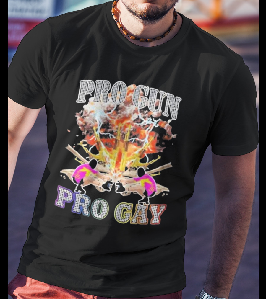 Pro Gun Pro Gay Explosion Duality T-Shirt