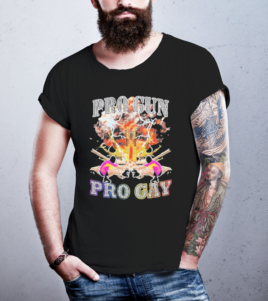 Pro Gun Pro Gay Explosion Duality T-Shirt