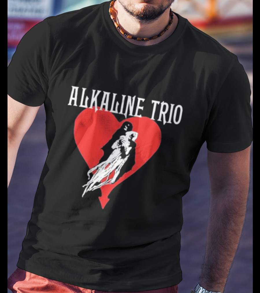 Alkaline Trio Heart Swept Cloaked Figure And Red Heart T-Shirt