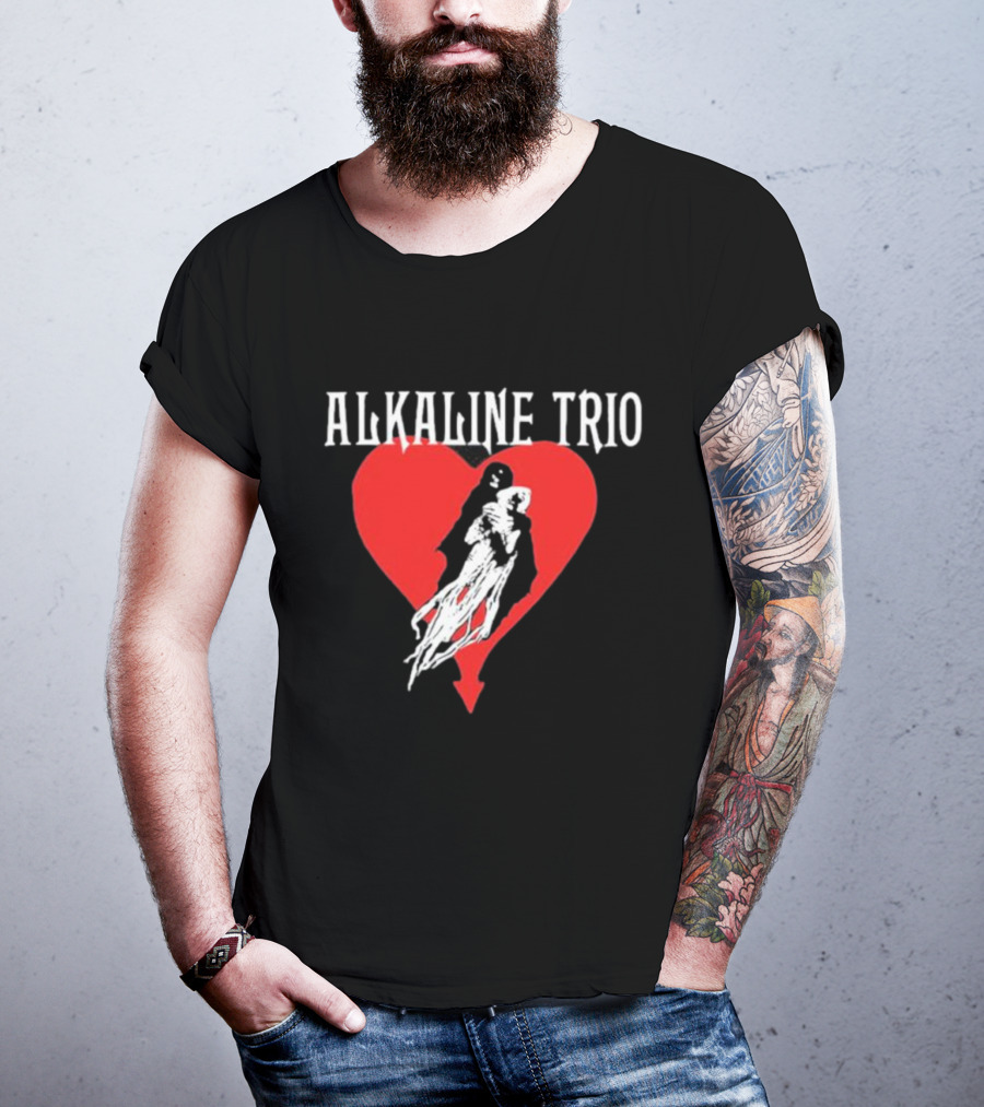 Alkaline Trio Heart Swept Cloaked Figure And Red Heart T-Shirt