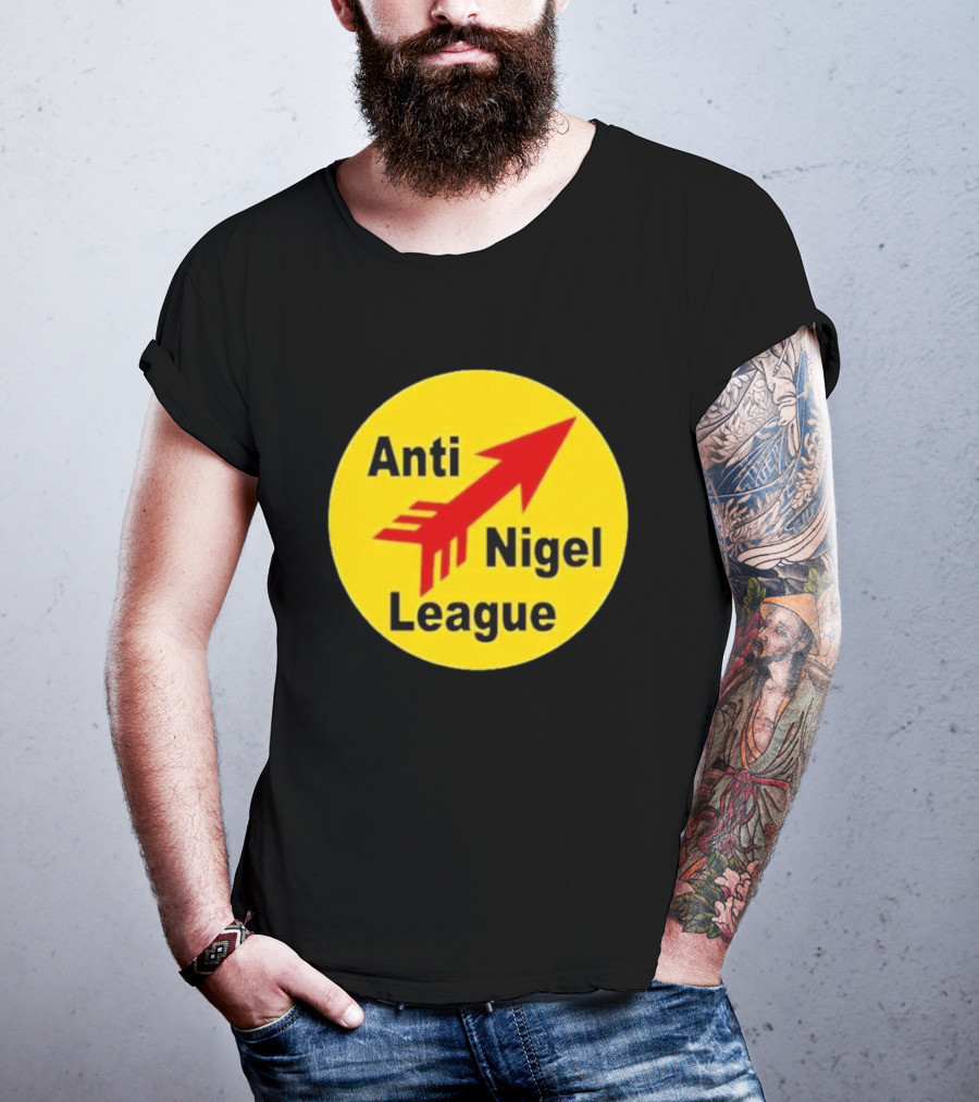 Anti Nigel League Red Arrow Emblem Yellow Circle T-Shirt
