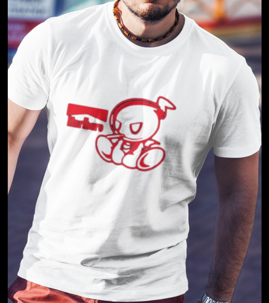 Chao Marlboro Logo Smoking Character T-Shirt