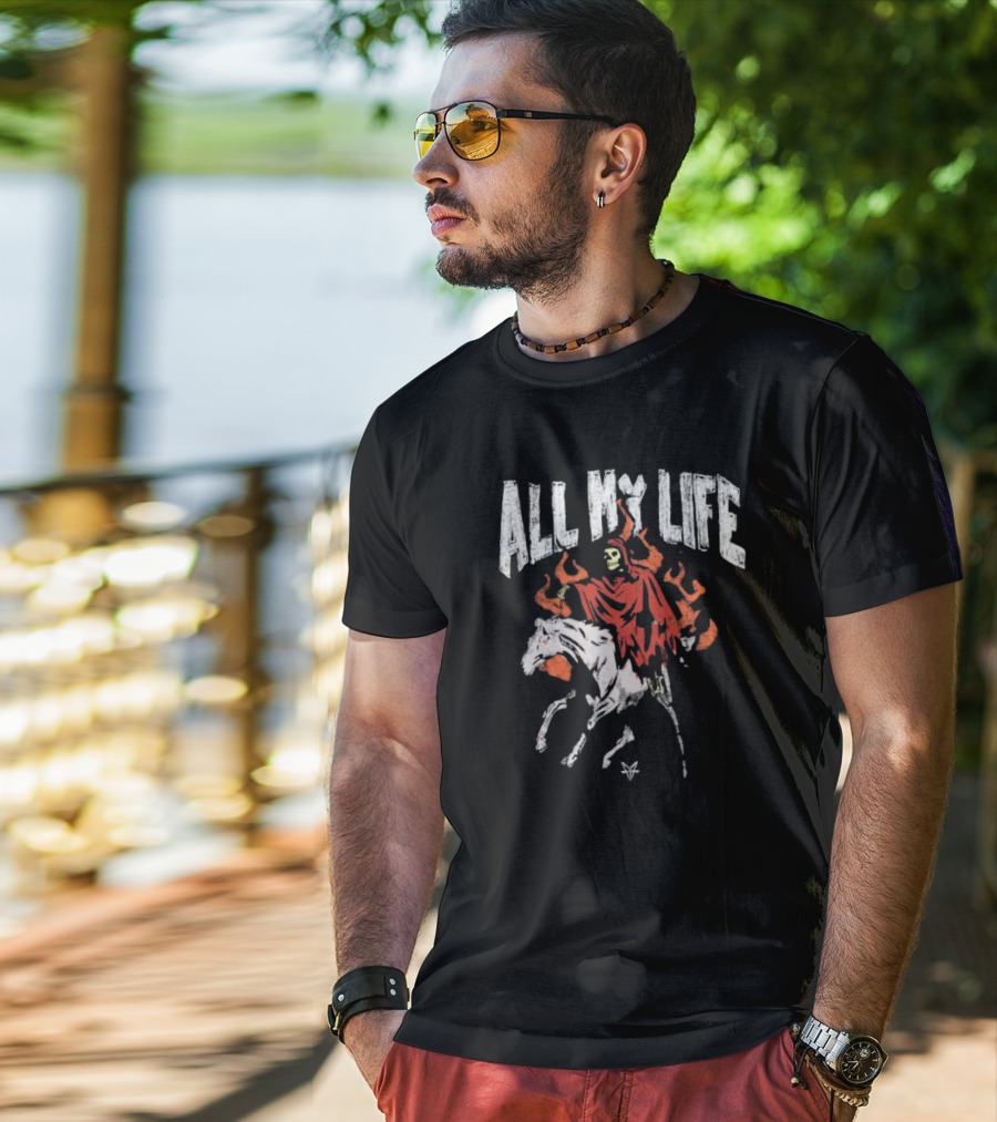 All My Life Reaper On Fiery Horse T-Shirt