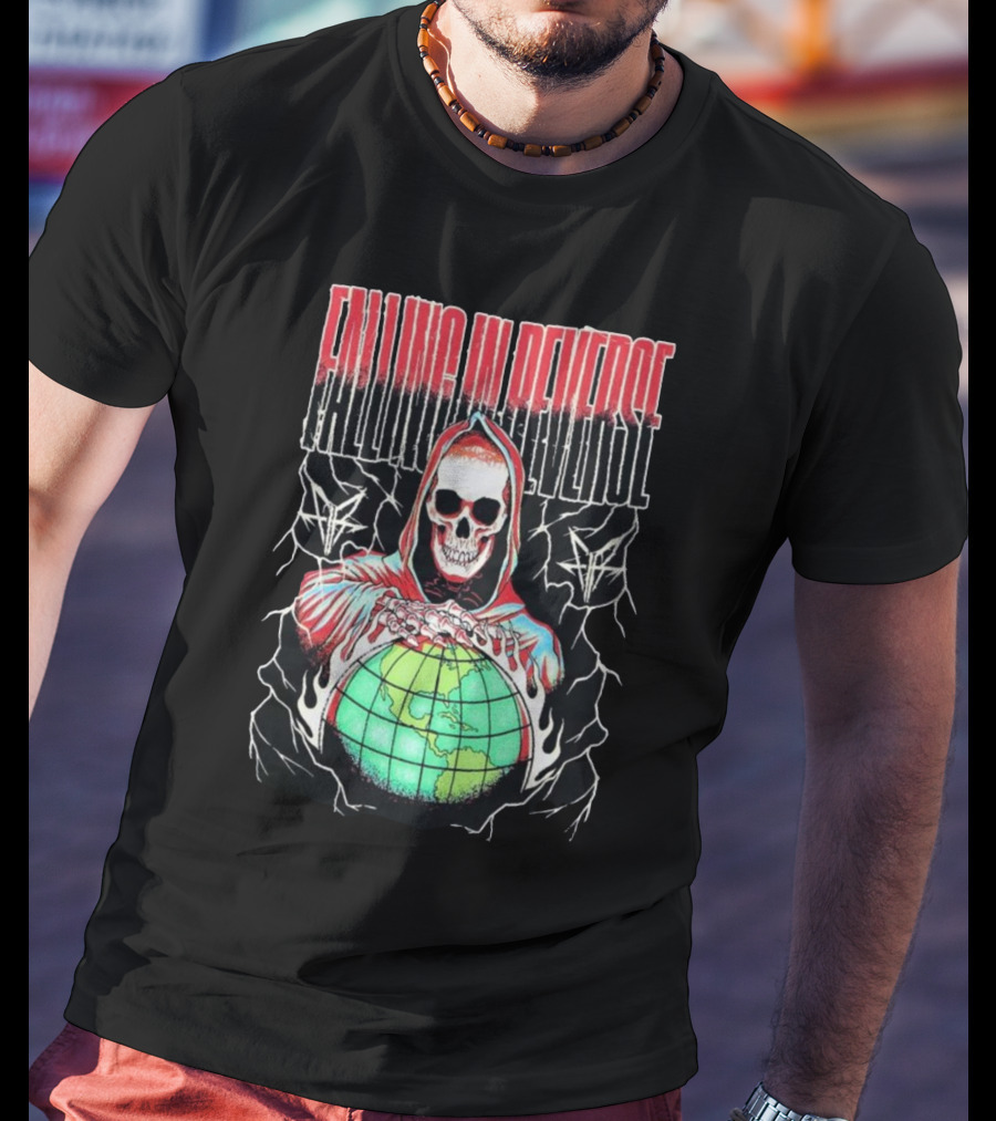 Falling In Reverse Skull Hood Globe T-Shirt