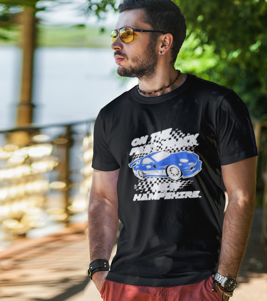 On The Fast Track New Hampshire Wildcats Racing Car T-Shirt