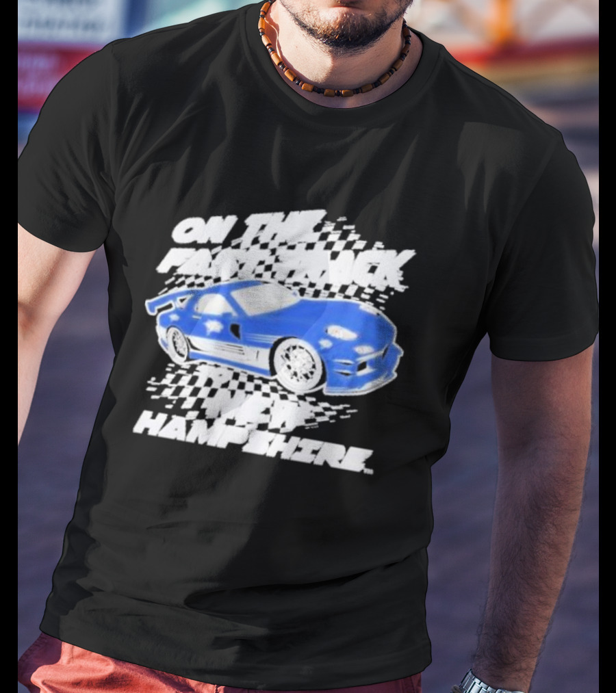 On The Fast Track New Hampshire Wildcats Racing Car T-Shirt