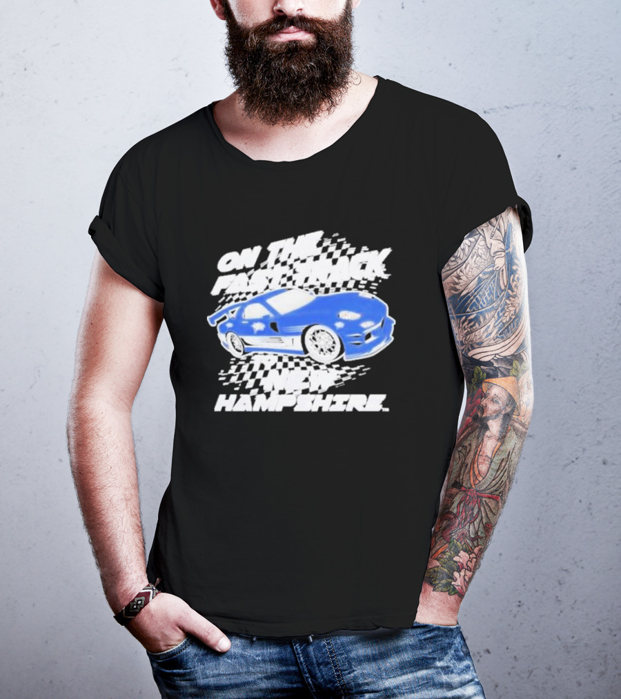 On The Fast Track New Hampshire Wildcats Racing Car T-Shirt