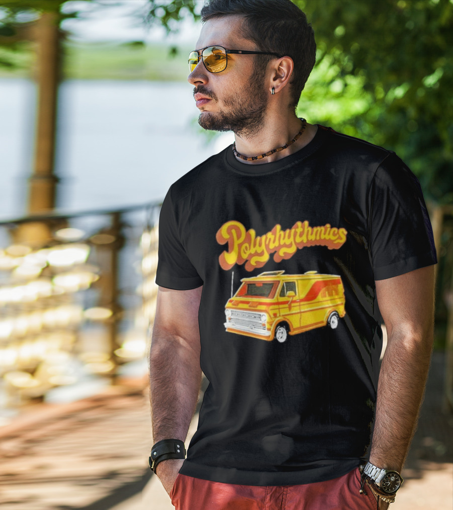 Polyrhythmics Bright Yellow Van With Retro Red Stripes T-Shirt