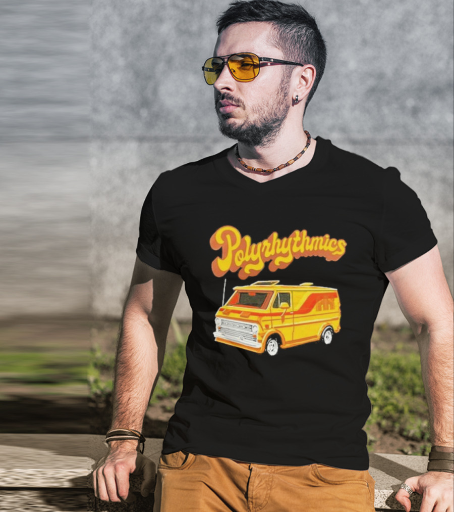 Polyrhythmics Bright Yellow Van With Retro Red Stripes T-Shirt