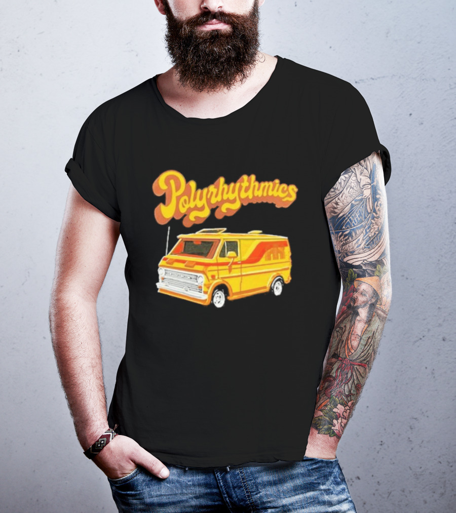 Polyrhythmics Bright Yellow Van With Retro Red Stripes T-Shirt