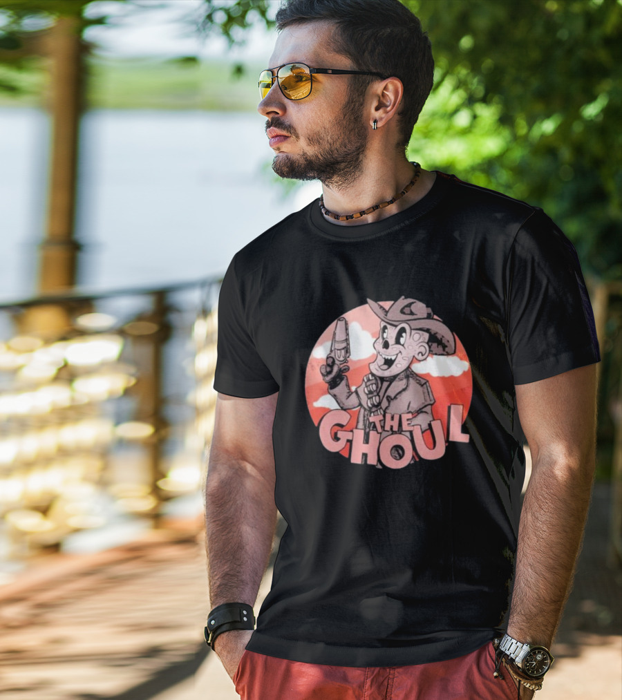 The Ghoul Rubber Hose Style Cowboy Character With Gun In Hand T-Shirt