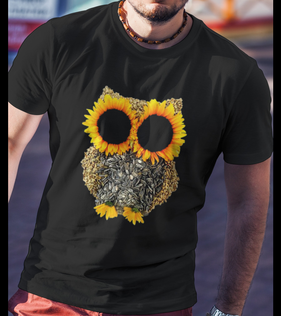 Sunflower Seed Owl With Bright Sunflower Eyes T-Shirt