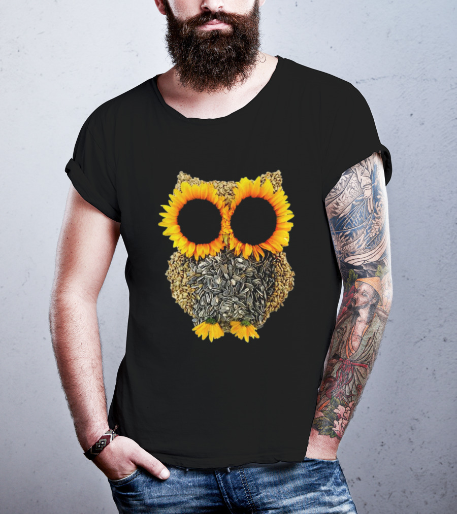 Sunflower Seed Owl With Bright Sunflower Eyes T-Shirt