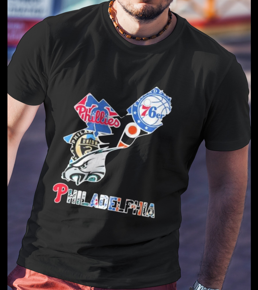 Philadelphia Eagles Phillies 76ers Union Flyers T-Shirt