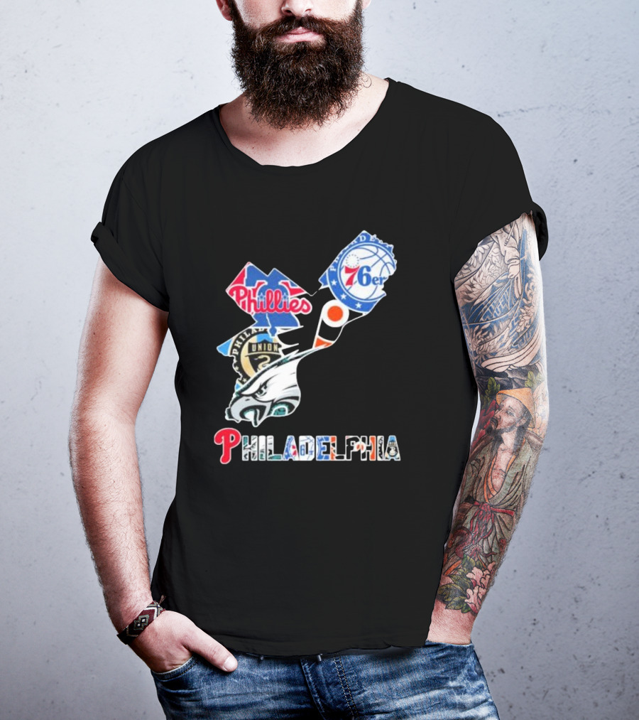 Philadelphia Eagles Phillies 76ers Union Flyers T-Shirt