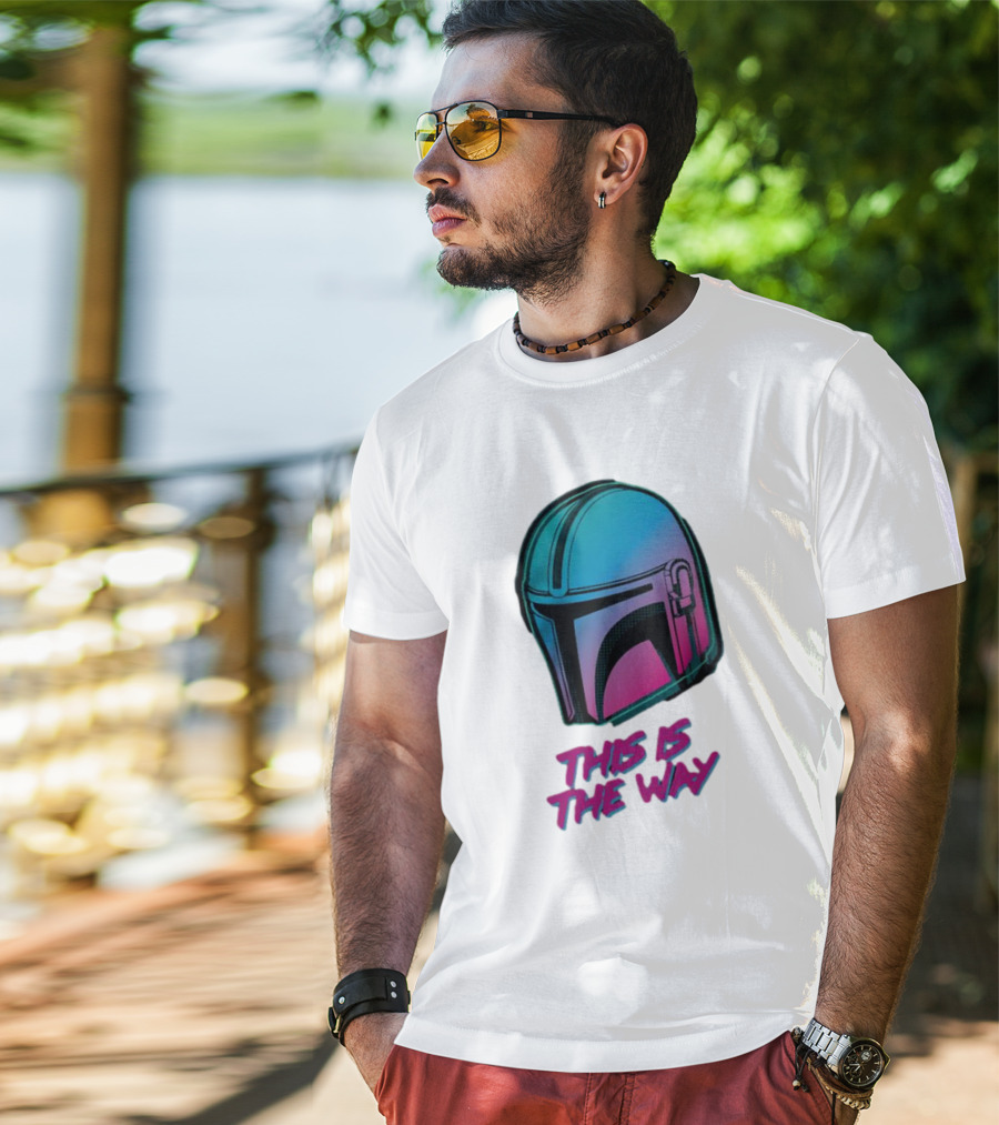 Star Wars The Mandalorian Helmet This Is The Way Neon T-Shirt