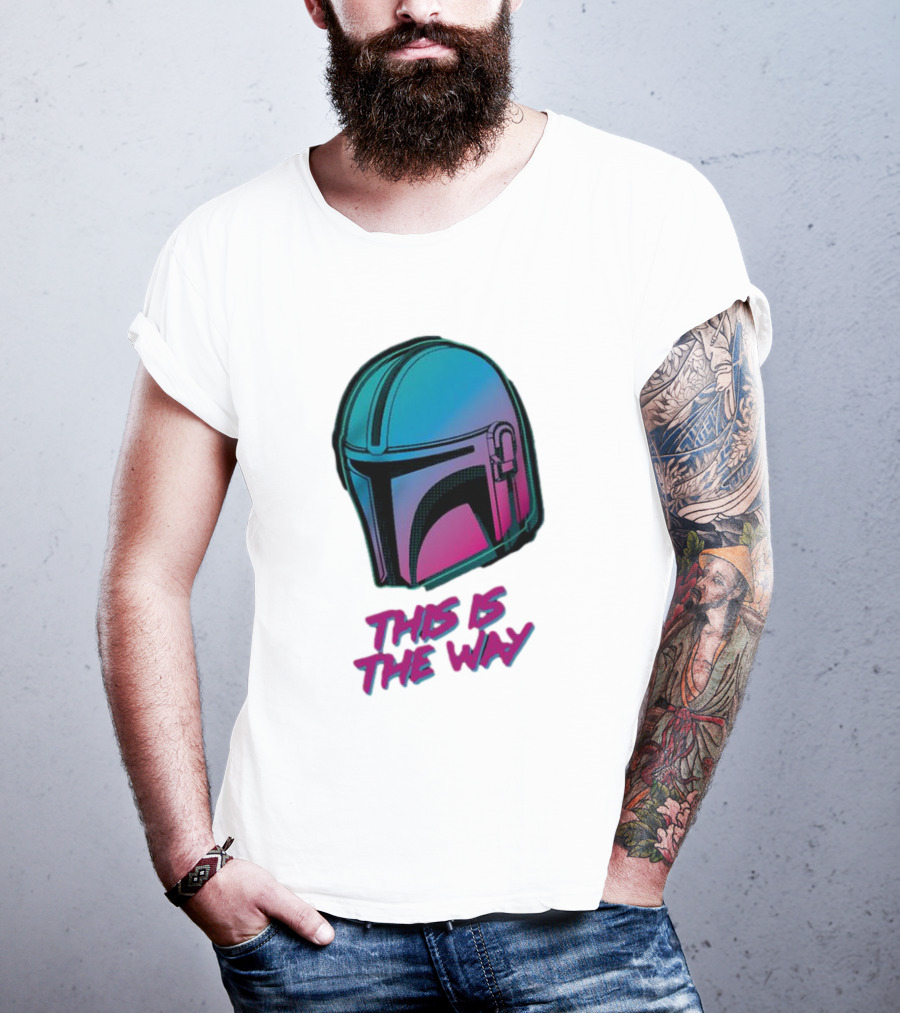 Star Wars The Mandalorian Helmet This Is The Way Neon T-Shirt