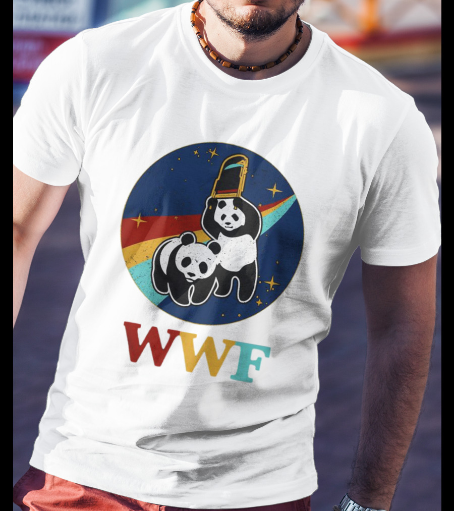 WWF Panda Bear Wrestling NASA Astronauts Space T-Shirt