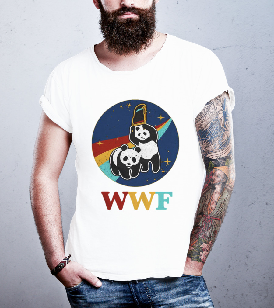 WWF Panda Bear Wrestling NASA Astronauts Space T-Shirt