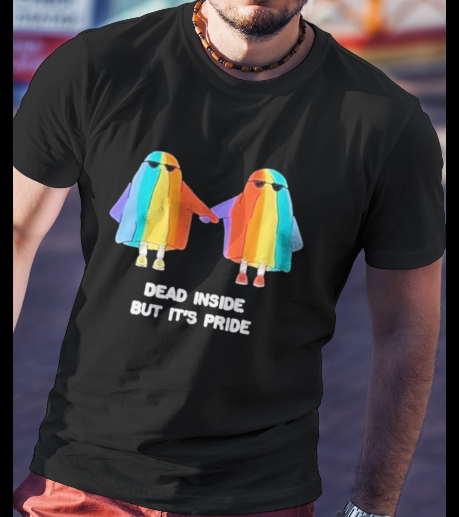 Dead Inside But It’s Rainbow Pride Ghosts Holding Hands T-Shirt