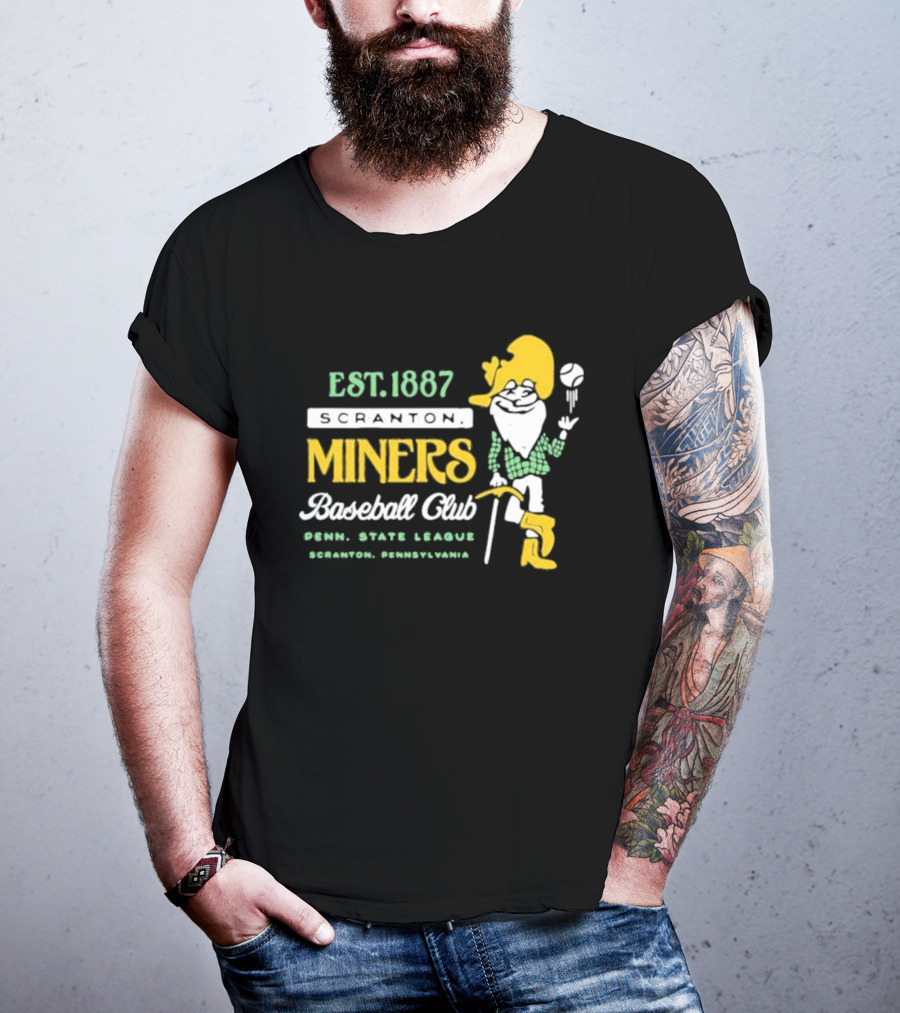 Est 1887 Scranton Miners Baseball Club Penn State League Scranton Pennsylvania Mascot T-Shirt