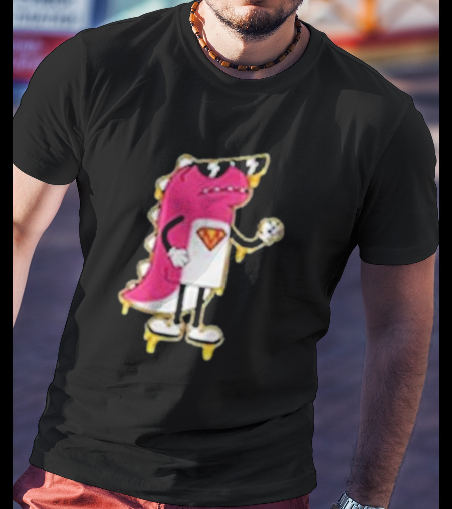Mikina Mattem Dino Cartoon Character With Sunglasses And Superhero Emblem T-Shirt