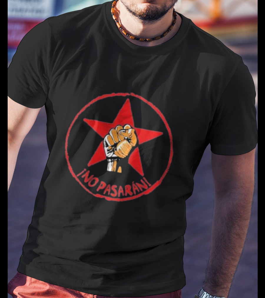 No Pasaran Red Star Fist Symbol Spanish Civil War T-Shirt