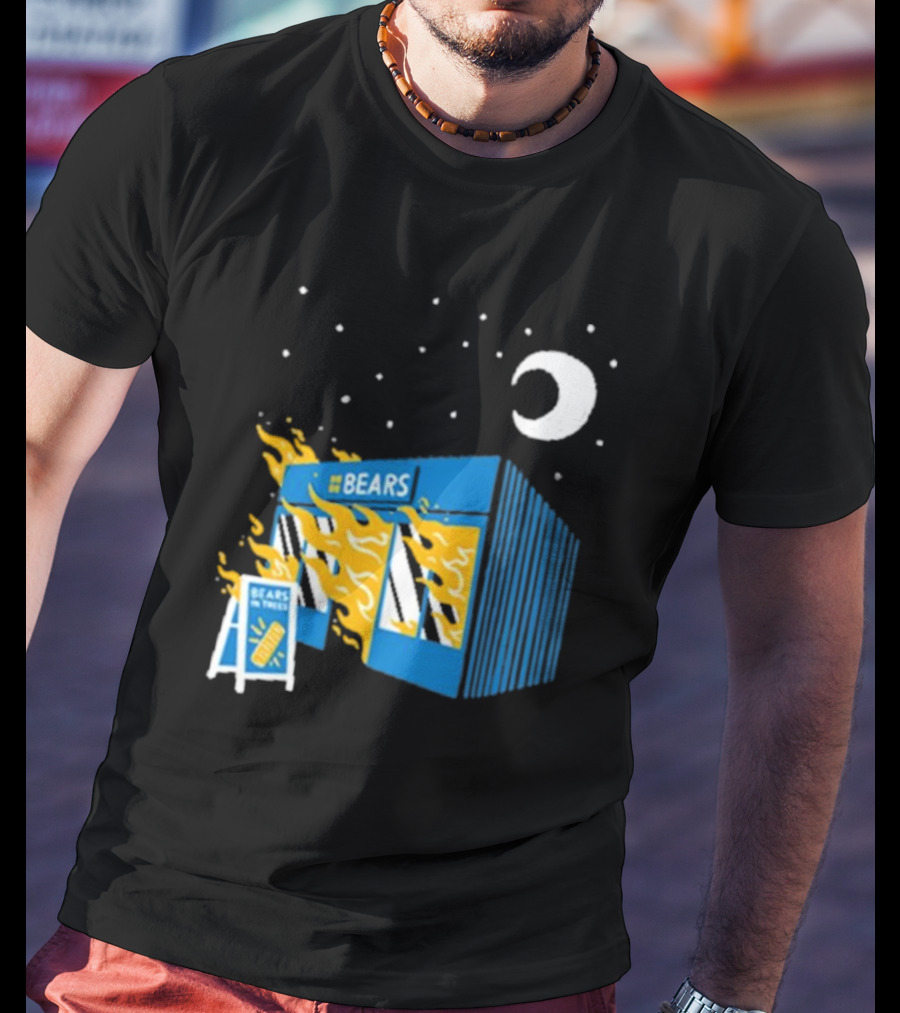 Bears Bakery On Fire Charcoal Night Scene T-Shirt