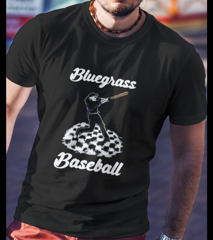 Bluegrass Baseball Skeleton Player Batting On Checkered Field T-Shirt