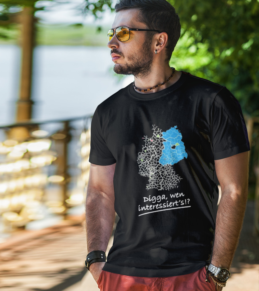 Digga Wen Interessiert Map Outline Blue Highlight T-Shirt