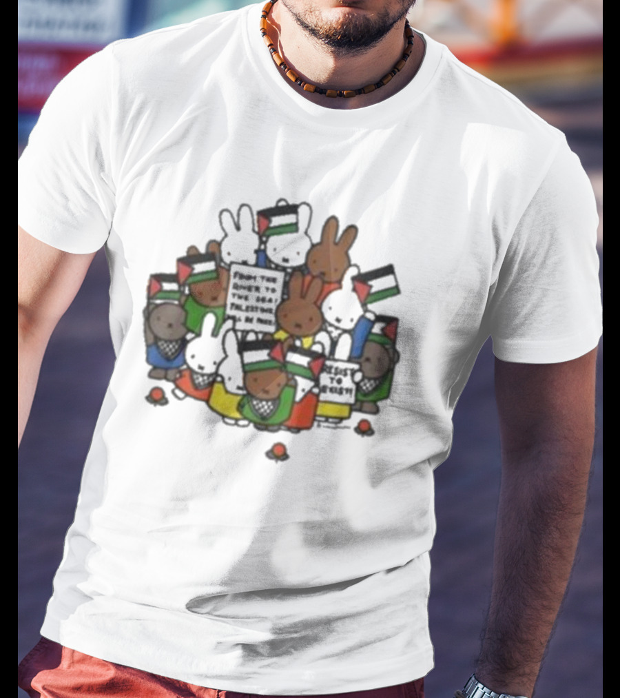 Freedom Fighting Bunnies With Flags And Colorful Outfits T-Shirt