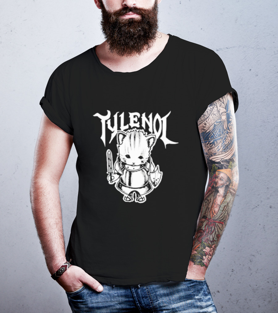 Tylenol Knight Cat Holding Sword And Shield By K45ink T-Shirt