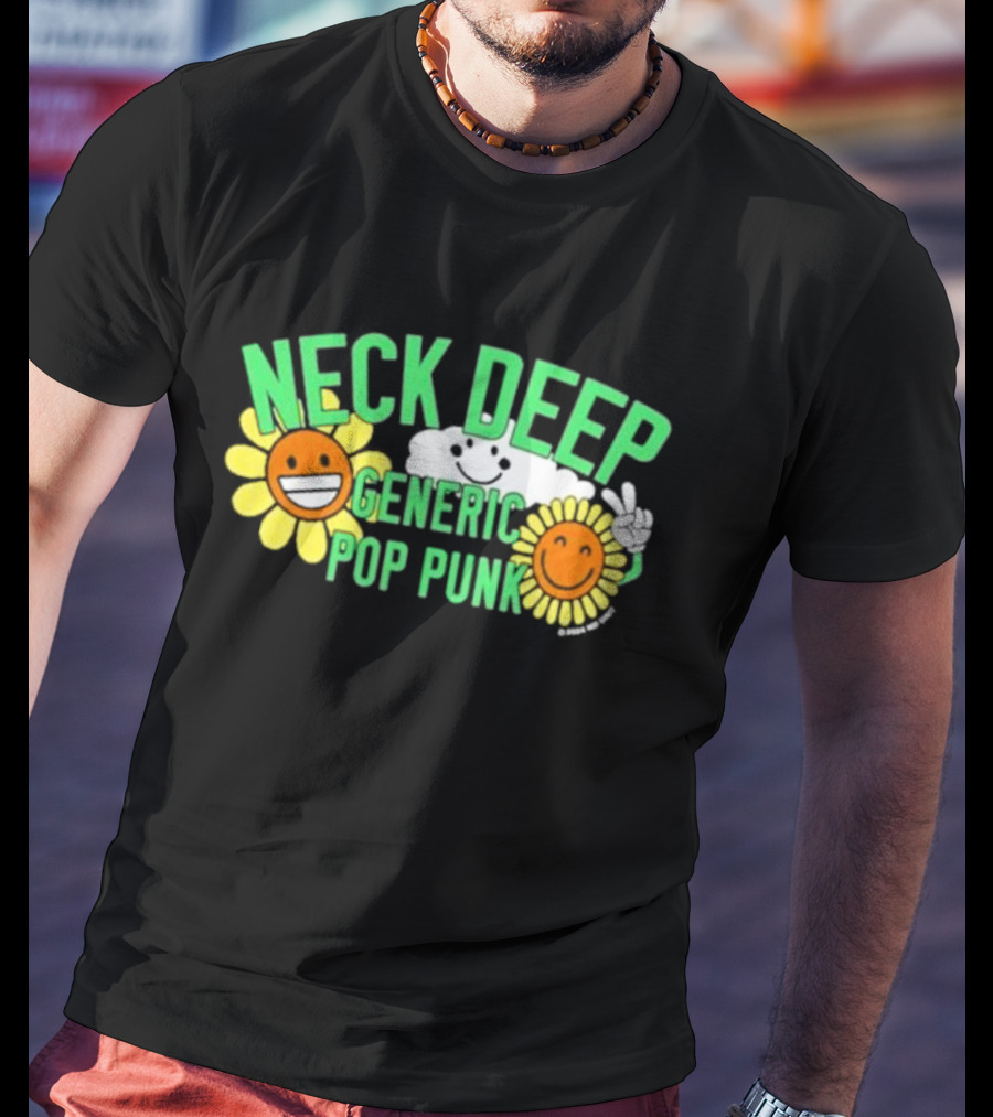Neck Deep Generic Pop Punk Smile Floral T-Shirt