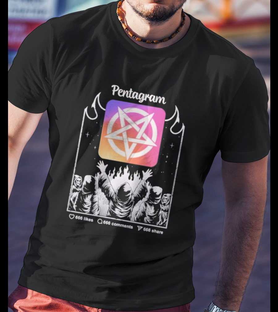 Pentagram Vol 2 666 Likes 666 Comments 666 Share Hoodie Circle Icon Ritual T-Shirt