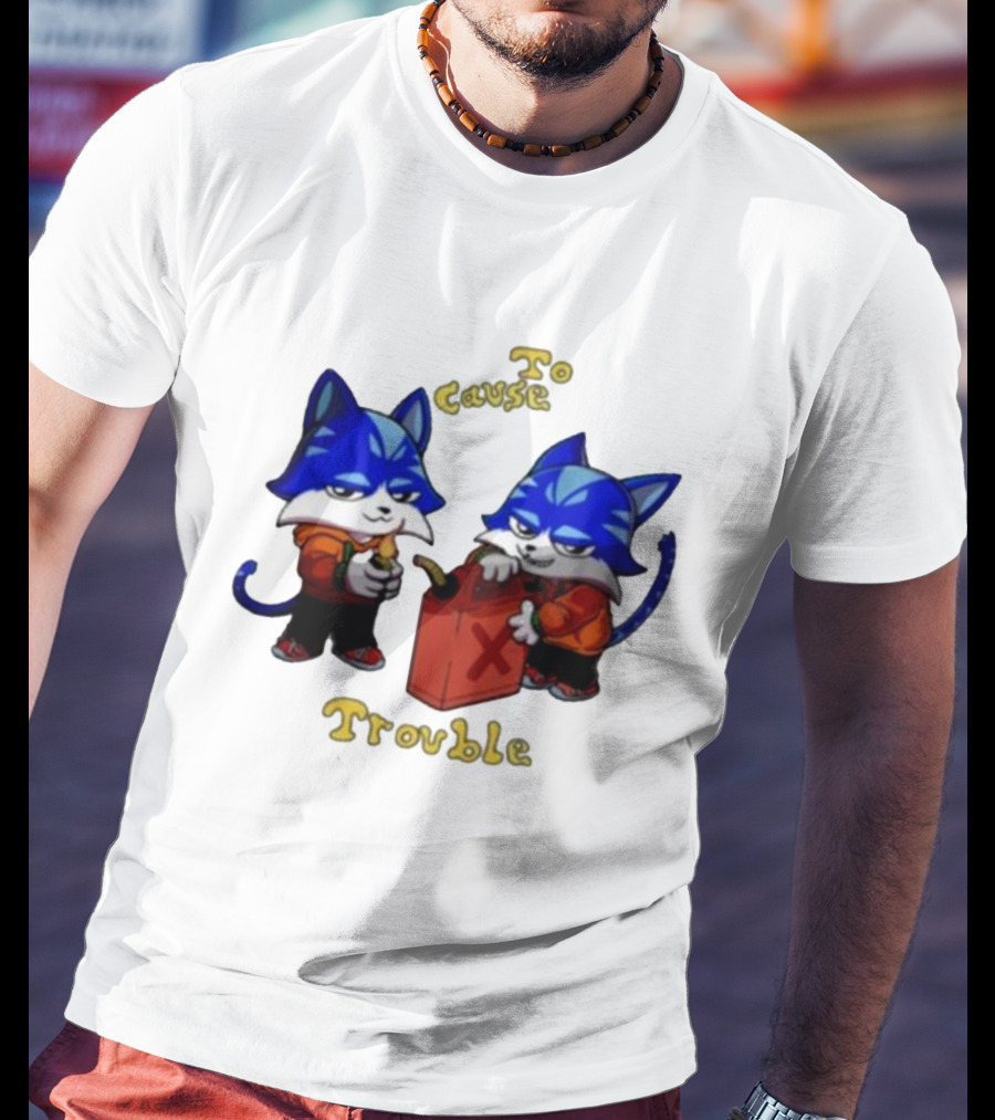 Toshi Base Here To Cause Trouble Mischievous Blue Cats With Gasoline Canister T-Shirt